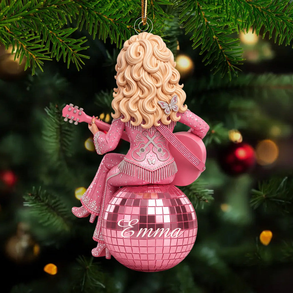 Personalized Pink Disco Ball Country Music Ornament