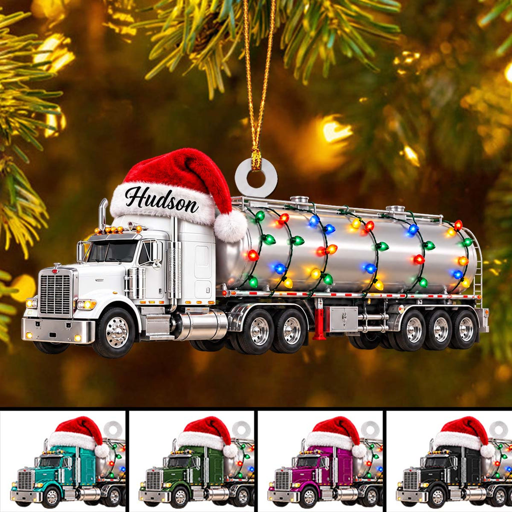 Personalized Oil Tanker Truck Christmas Ornament
