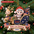 Baby's 1st Christmas In Sleigh America 250th Anniversary - Personalized Custom Shaped Acrylic Ornament