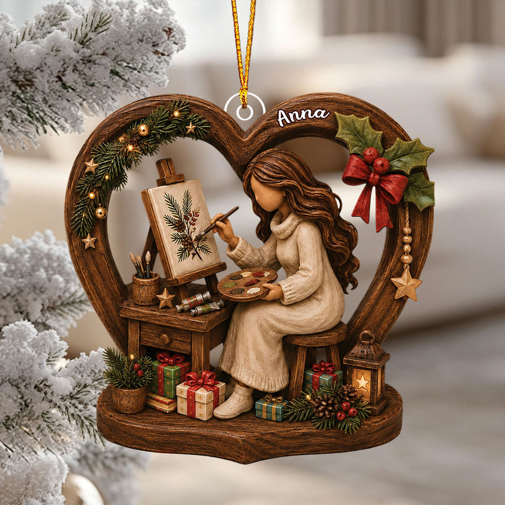 Artist Christmas Ornament, Personalized Painter Gift
