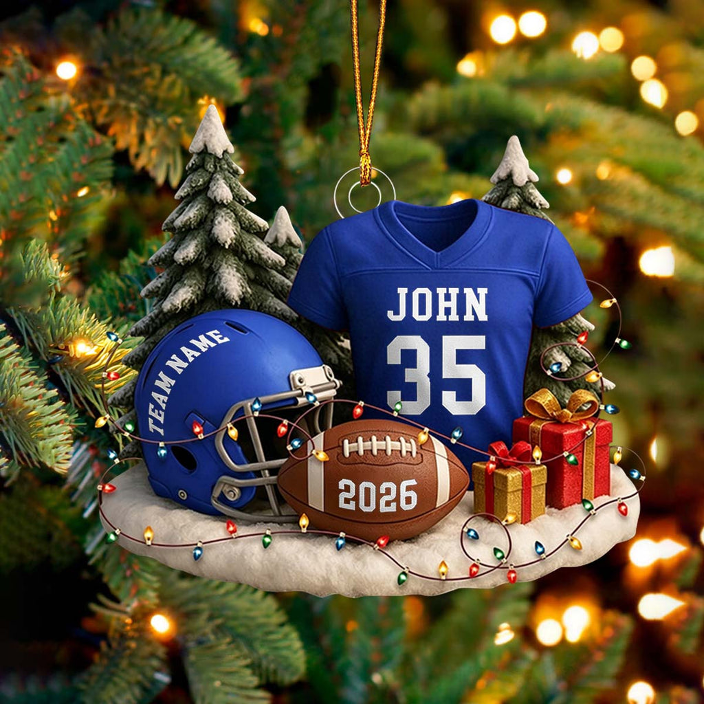 Personalized Football Ornament 2026，Custom Jersey & Helmet Keepsake