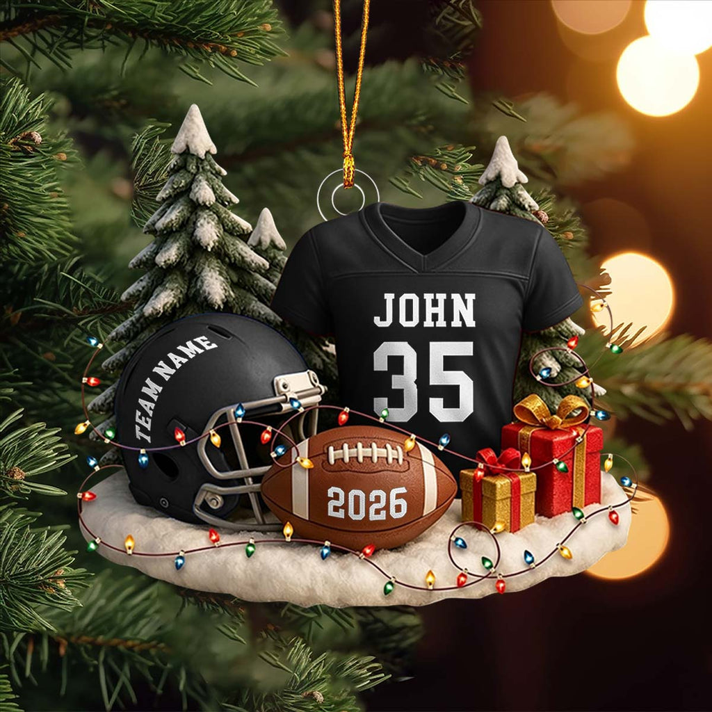 Personalized Football Ornament 2026，Custom Jersey & Helmet Keepsake