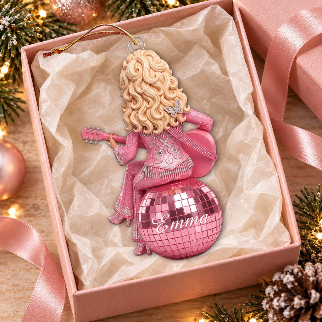 Personalized Pink Disco Ball Country Music Ornament